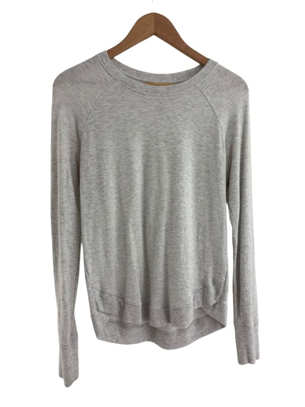 Athleta High-Low Pullover Crew Neck Sweatshirt Top Soft Modal Light Gray Size S